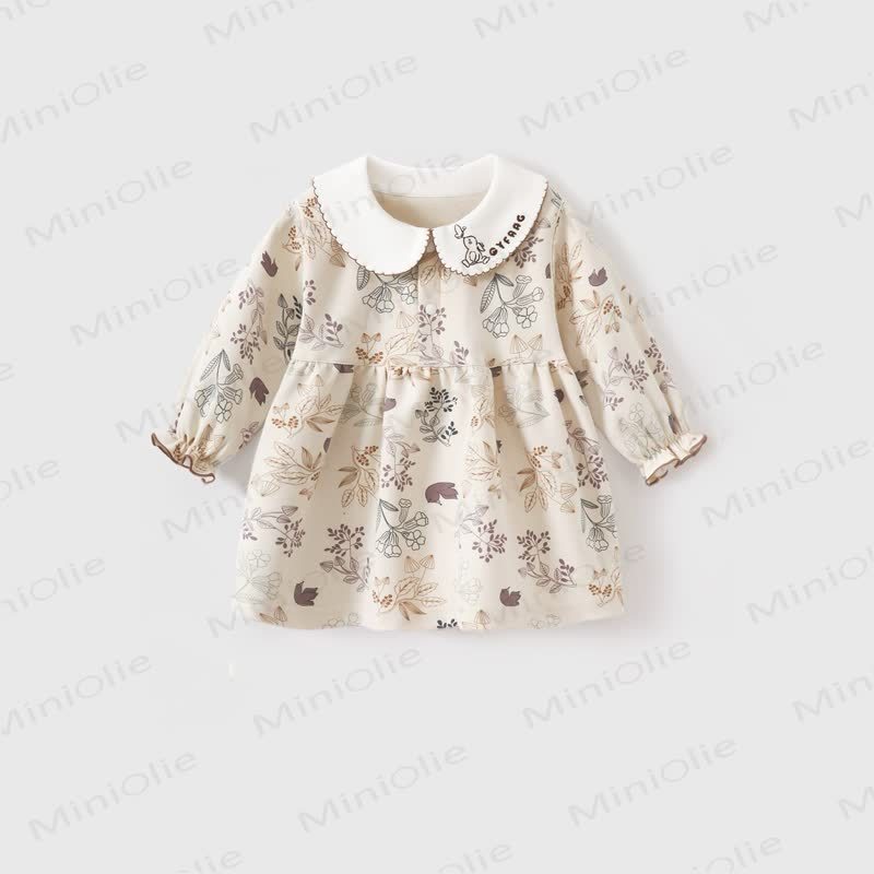 Baby Vintage Floral Peter Pan Collar Dress - Beige - 2-3T - image 2