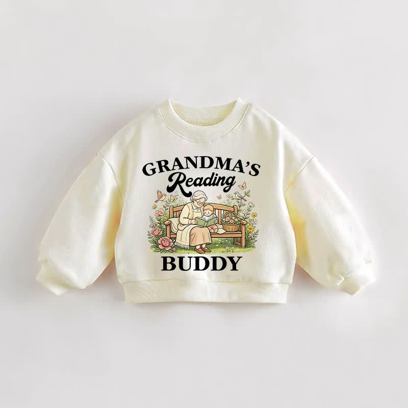 GRANDMA'S READING BUDDY Baby Toddler Cream Sweatshirt - Cream - 3-5T - image 1