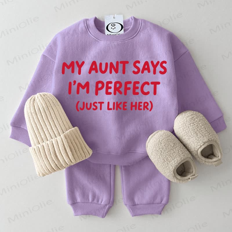 MY AUNT SAYS I'M PERFECT (JUST LIKE HER) Baby 2-piece Purple Set - Purple - 2-3T - image 1