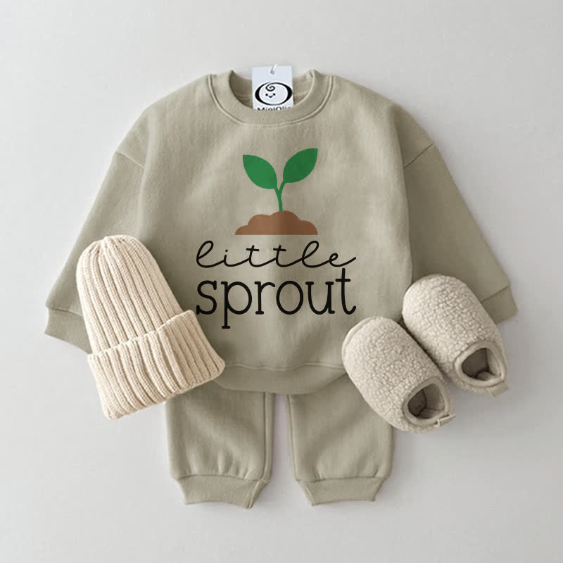 EITTEE SPROUT Baby Grey Green Sweatshirt 2-piece Set - Grey Green - 2-3T - image 1