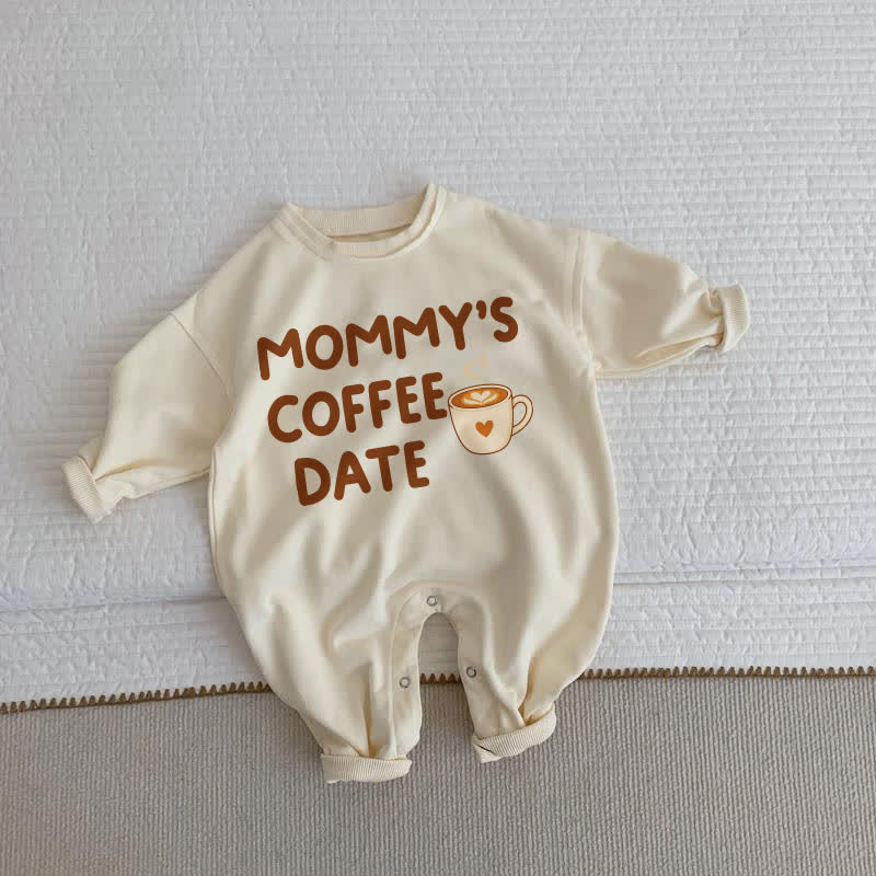 MOMMY'S COFFEE DATE Baby Beige Romper - Beige - 2-3T - image 1
