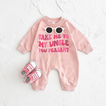 TAKE ME TO MY AUNT/UNCLE YOU PEASANT Baby Pink Romper - Pink: UNCLE - 2-3T - image 2