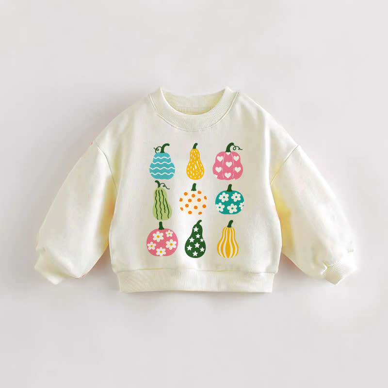 Baby Toddler Colorful Pumpkins Cream Sweatshirt - Cream - 3-5T - image 1