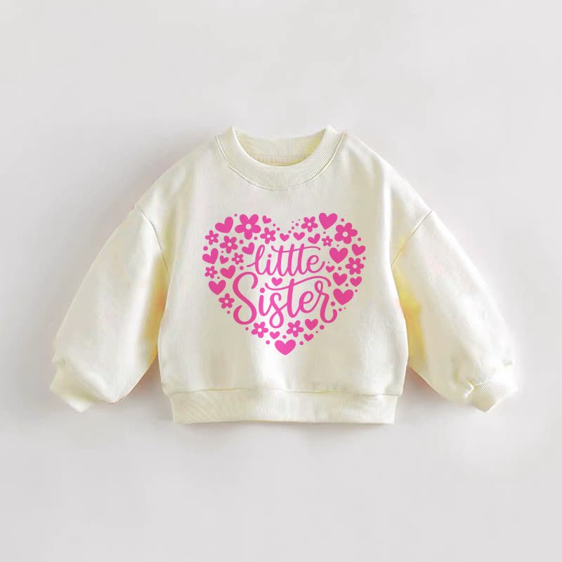 LITTLE SISTER Baby Toddler Heart Cream Sweatshirt - Cream - 3-5T - image 1
