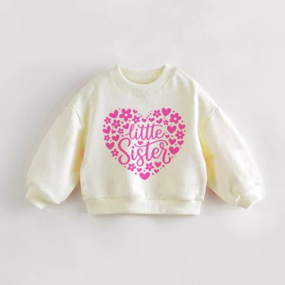 LITTLE SISTER Baby Toddler Heart Cream Sweatshirt - Cream - 3-5T - image 1
