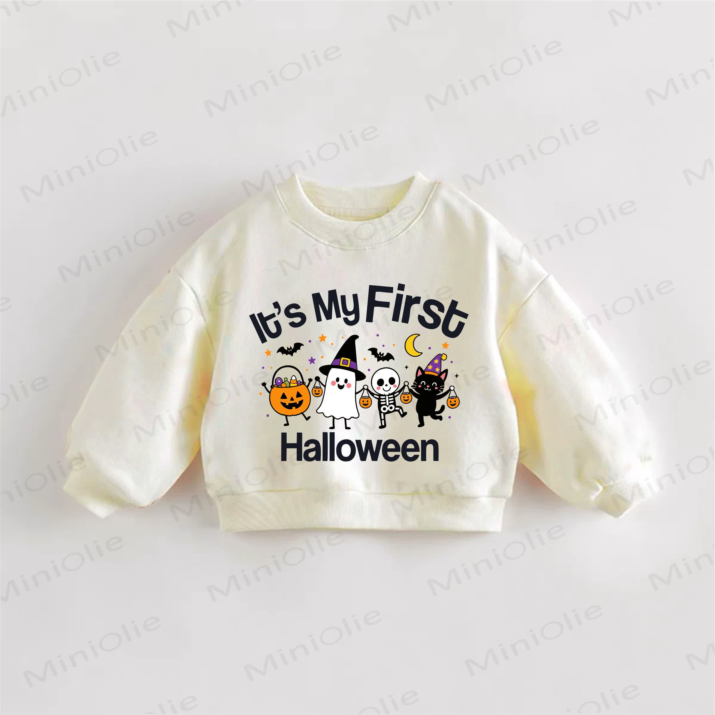 IT'S MY FIRST HALLOWEEN Baby Toddler Cream Sweatshirt - Cream - 3-5T - image 1