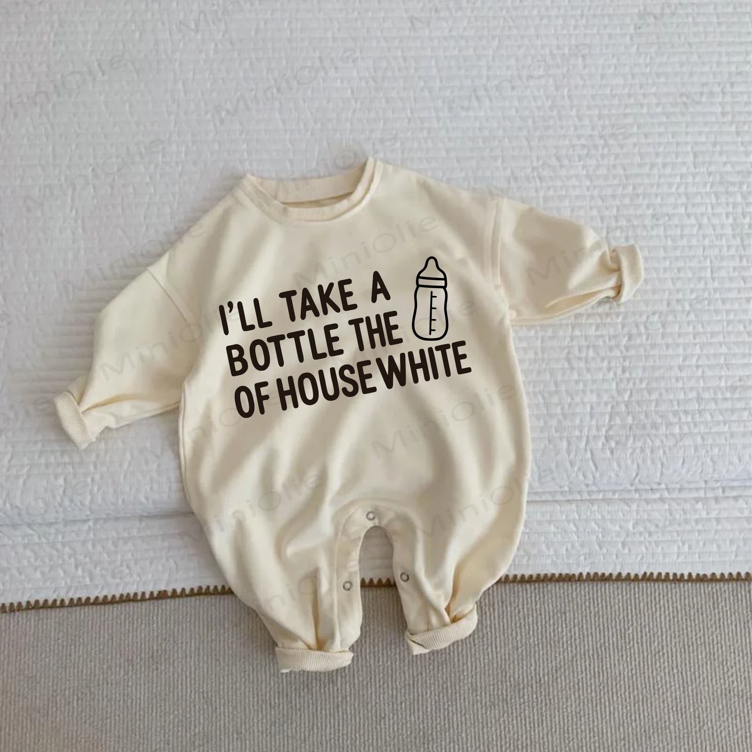 I'LL TAKE A BOTTLE THE OF HOUSE WHITE Baby Beige Romper - Beige - 2-3T - image 1