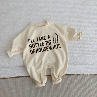 I'LL TAKE A BOTTLE THE OF HOUSE WHITE Baby Beige Romper - Beige - 2-3T - image 1