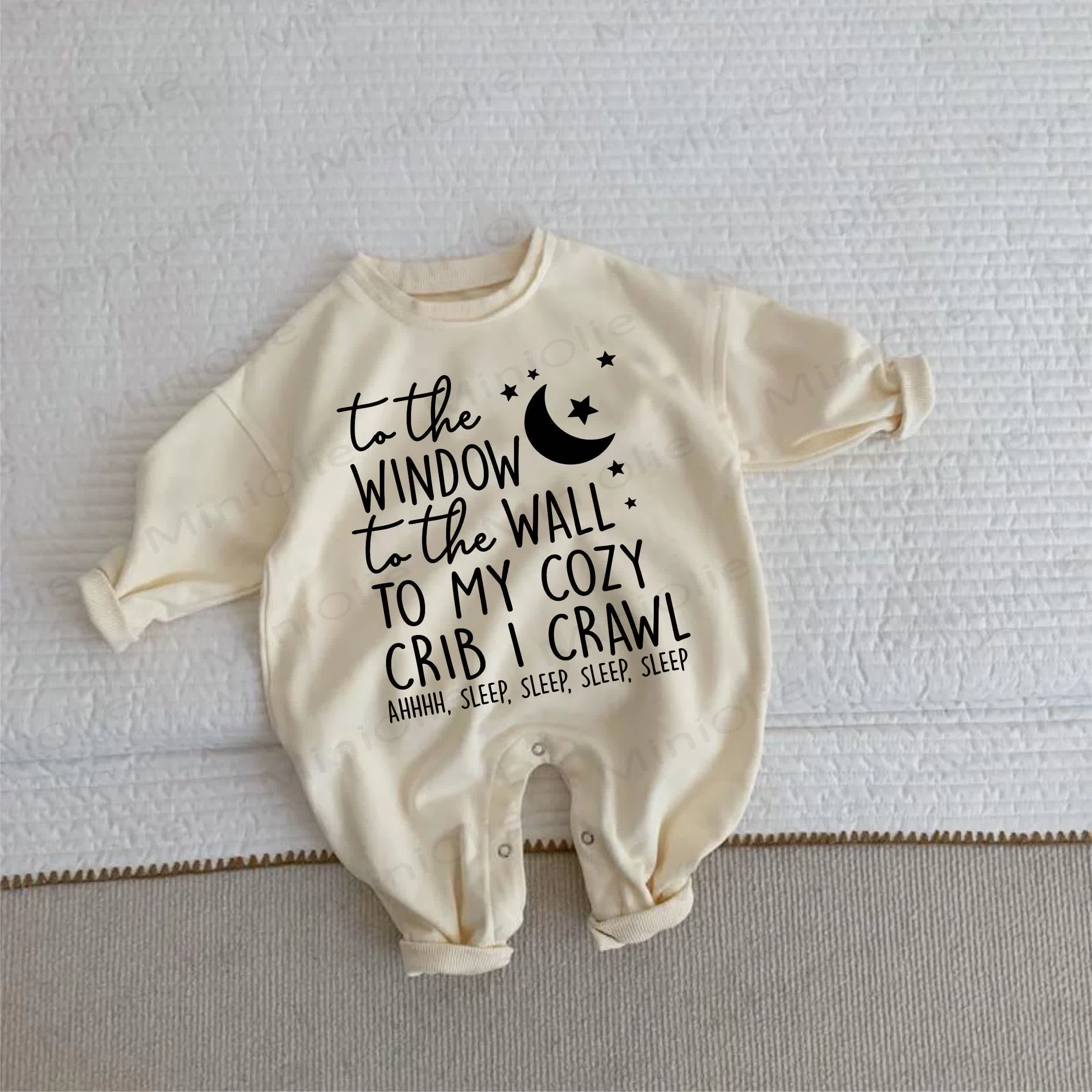 TO THE WINDOW TO THE WALL TO MY COZY CRIB I CRAWL AHHHH, SLEEP, SLEEP, SLEEP, SLEEP, SLEEP Baby Beige Romper - Beige - 2-3T - image 1