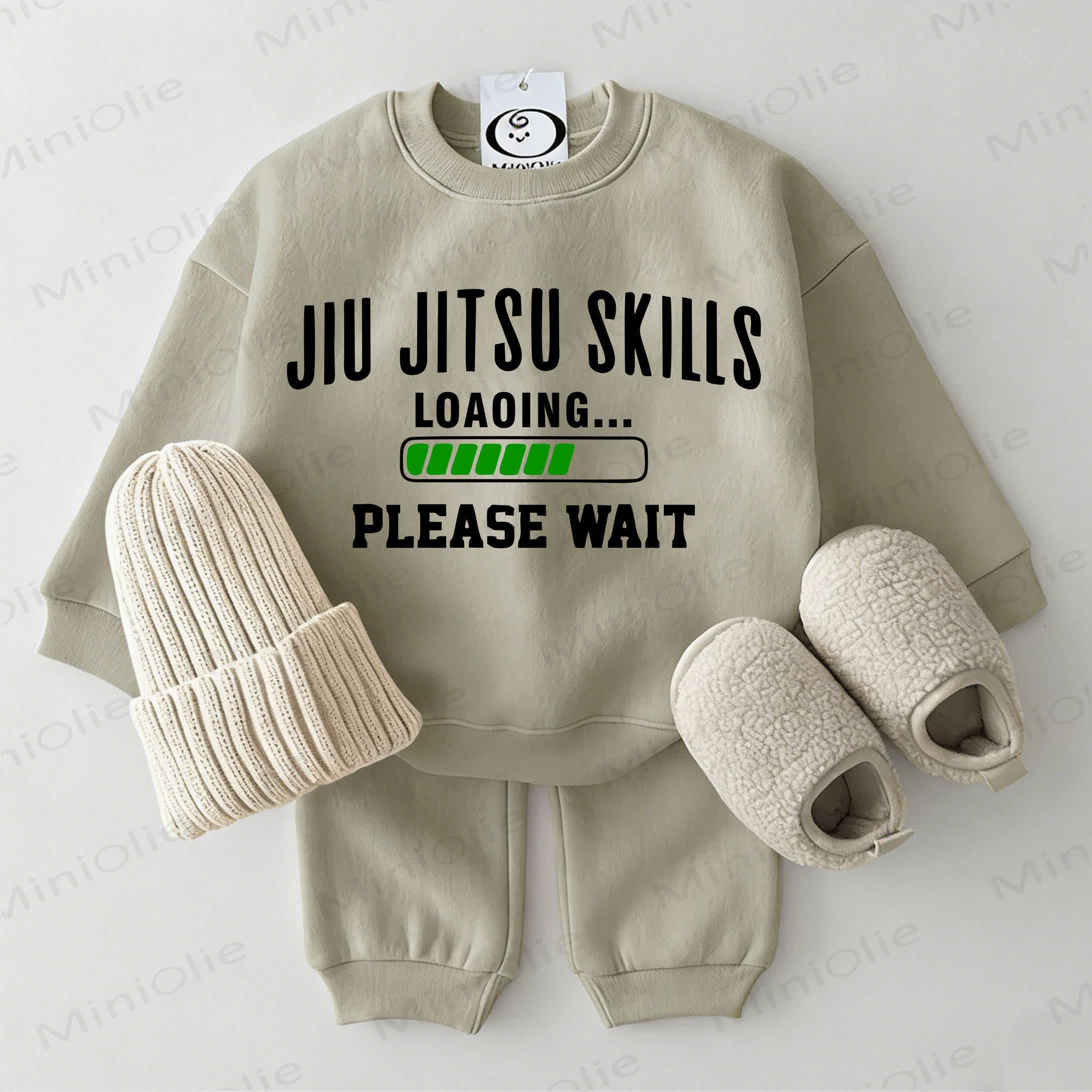 JIU JITSU SKILLS LOADING... PLEASE WAIT Baby Sweatshirt 2-piece Grey Green Set - Grey Green - 2-3T - image 1