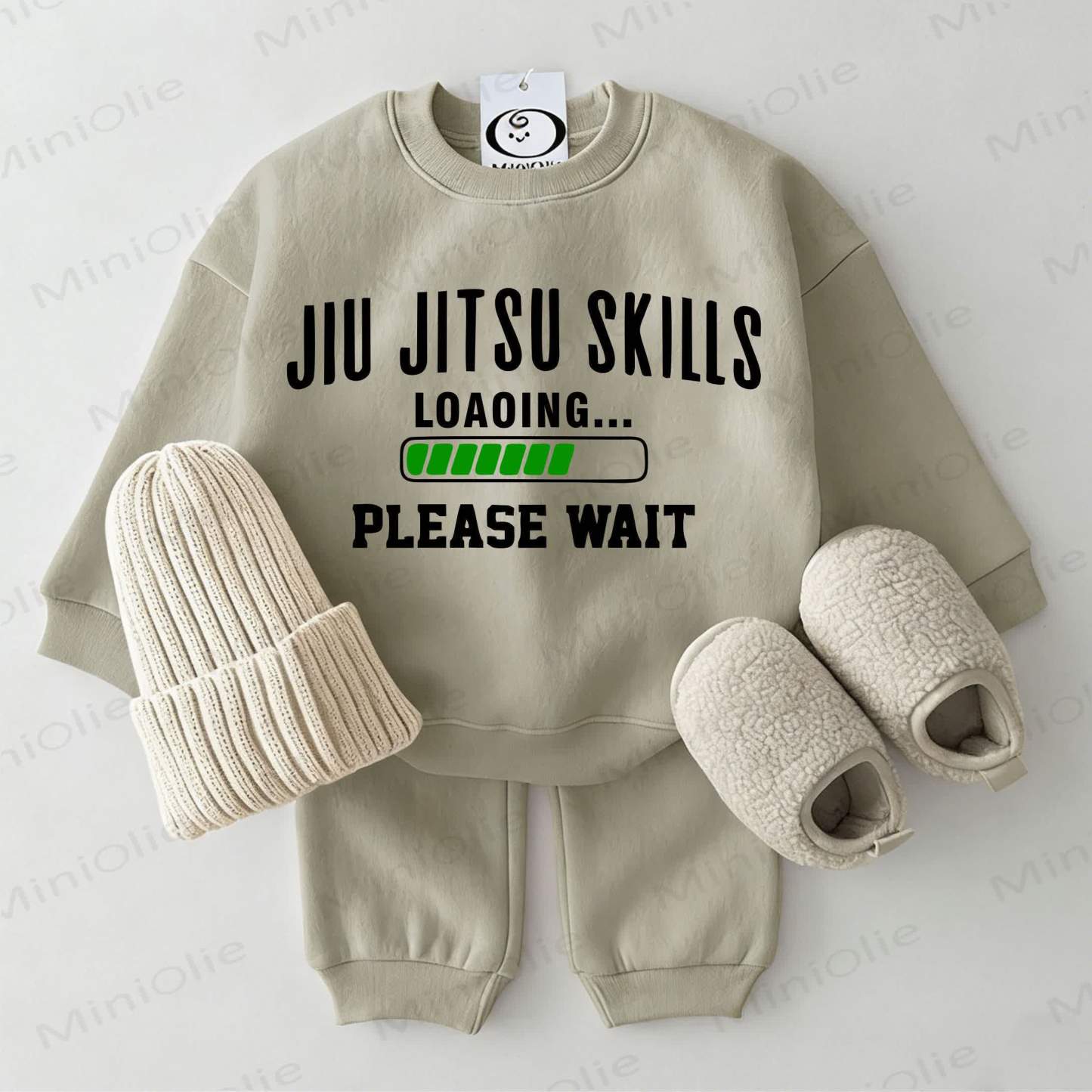 JIU JITSU SKILLS LOADING... PLEASE WAIT Baby Sweatshirt 2-piece Grey Green Set - Grey Green - 2-3T - image 1