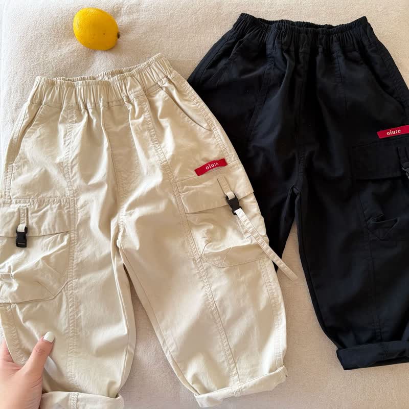 Toddler Boys Solid Color Cargo Pants - Beige - 8-9T - image 2