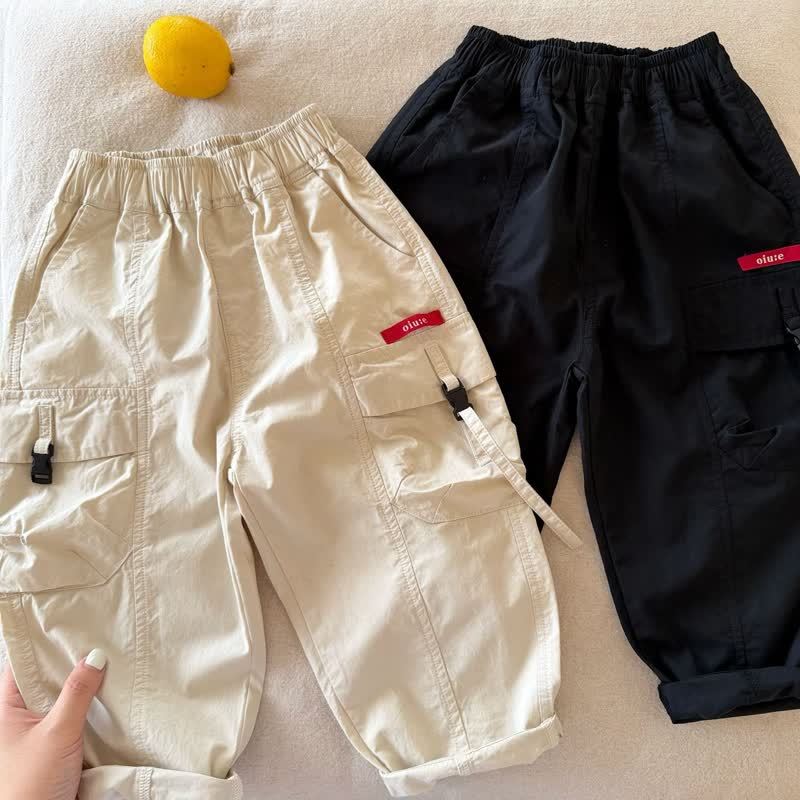 Toddler Boys Solid Color Cargo Pants - Beige - 8-9T - image 2