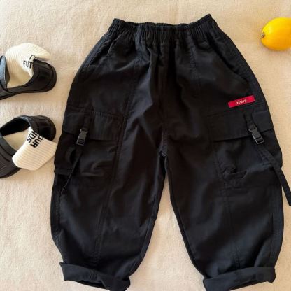 Toddler Boys Solid Color Cargo Pants - Black - 8-9T - image 3