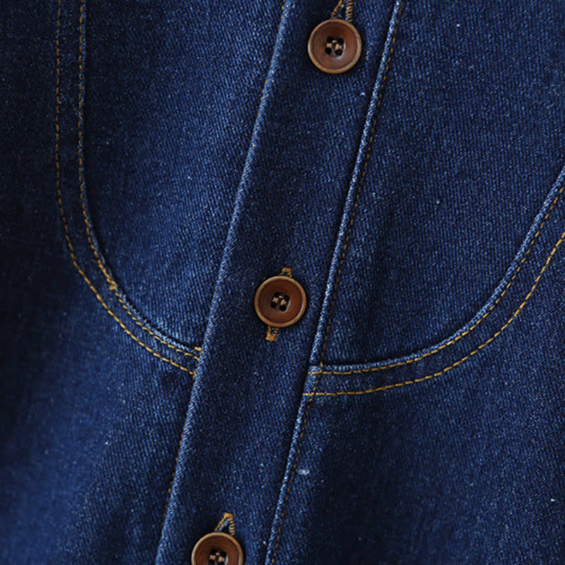 Toddler Baby Navy Button Front Denim Overalls - image 6