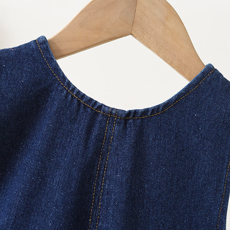 Toddler Baby Navy Button Front Denim Overalls - image 5