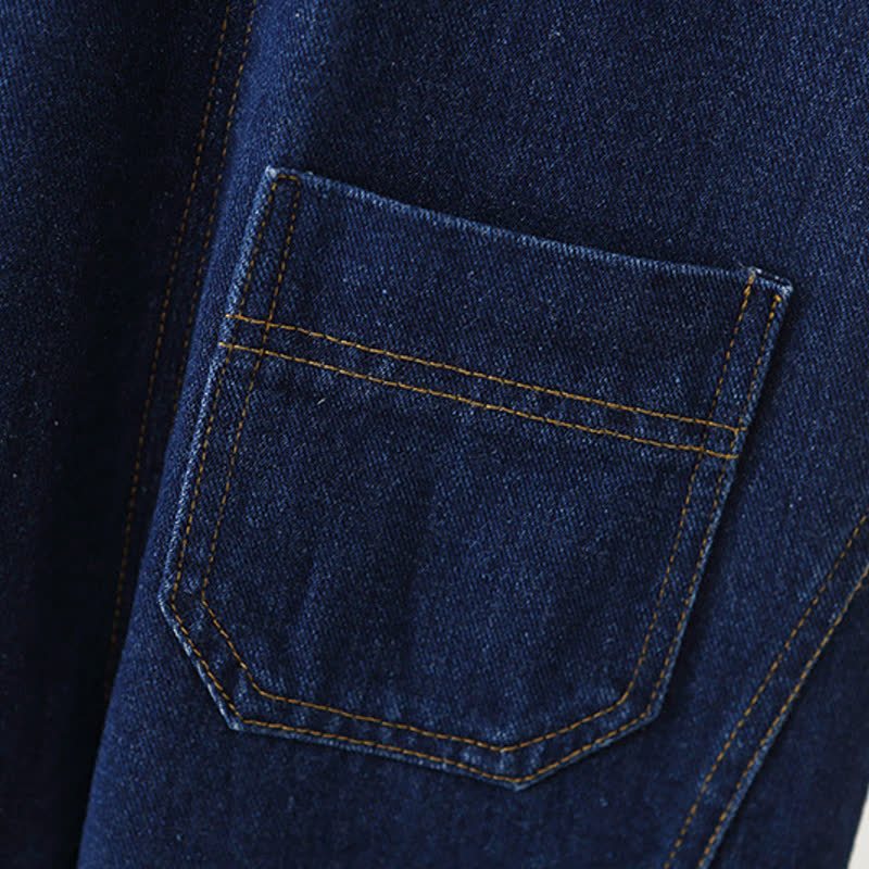 Toddler Baby Navy Button Front Denim Overalls - image 7