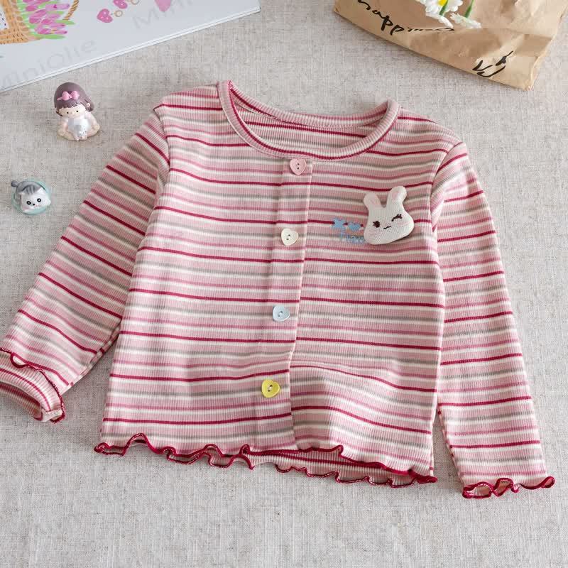 Toddler Girl Stripe Bunny Knit Shirt - Pink - 6-7T - image 3