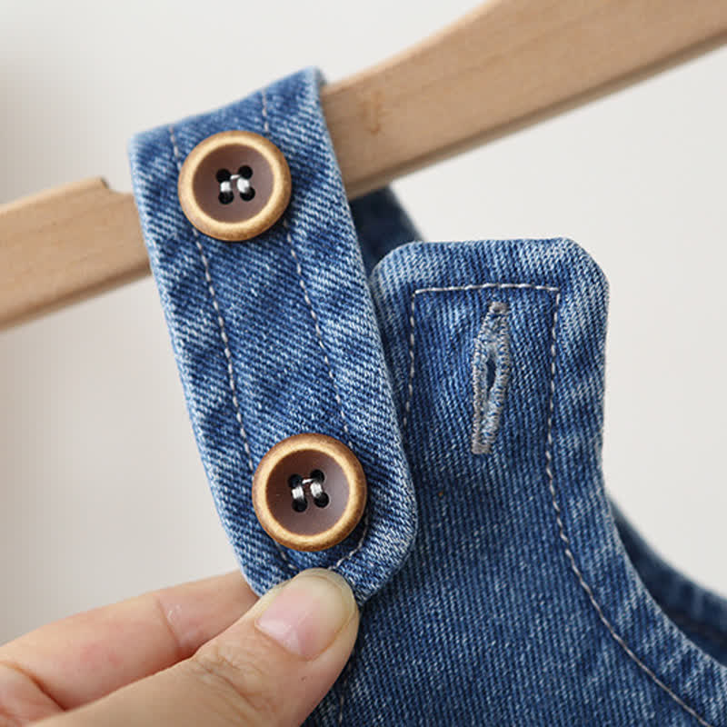 Baby Toddler Blue Denim Snap Bottom Short Overalls - image 5