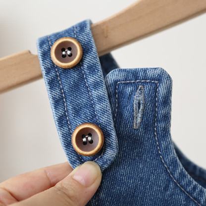 Baby Toddler Blue Denim Snap Bottom Short Overalls - image 5
