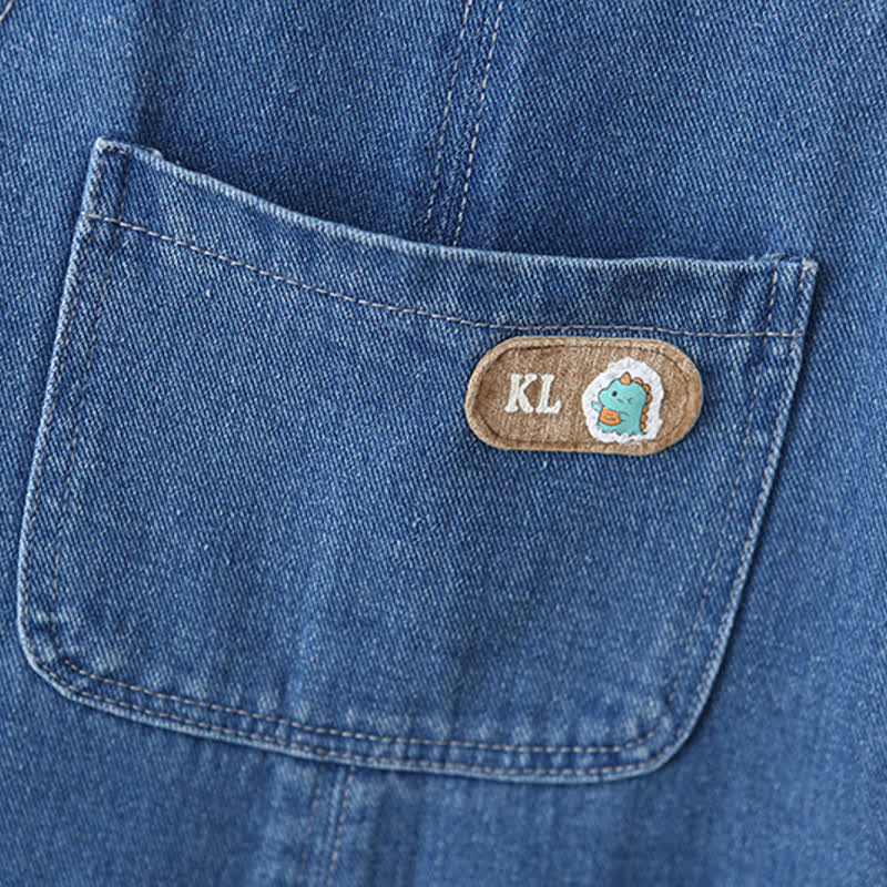 Baby Toddler Blue Denim Snap Bottom Short Overalls - image 7