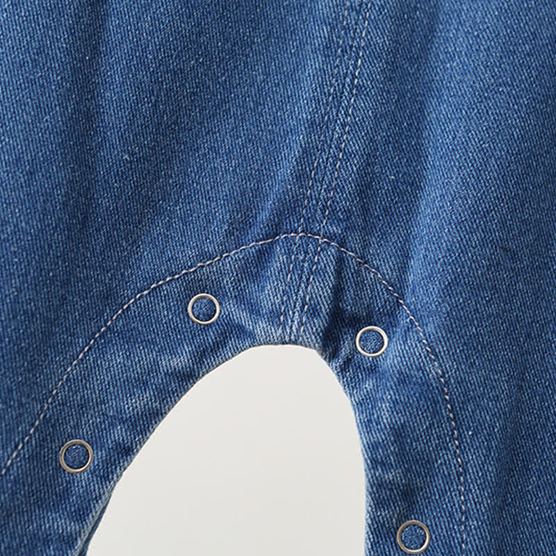 Baby Toddler Blue Denim Snap Bottom Short Overalls - image 8