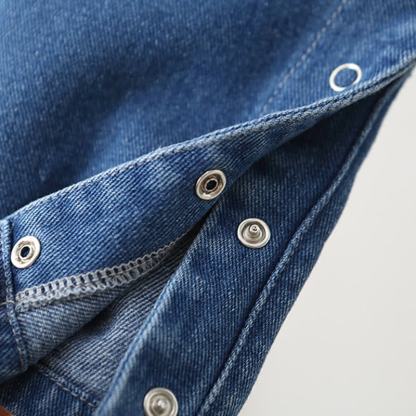 Baby Toddler Blue Denim Snap Bottom Short Overalls - image 9
