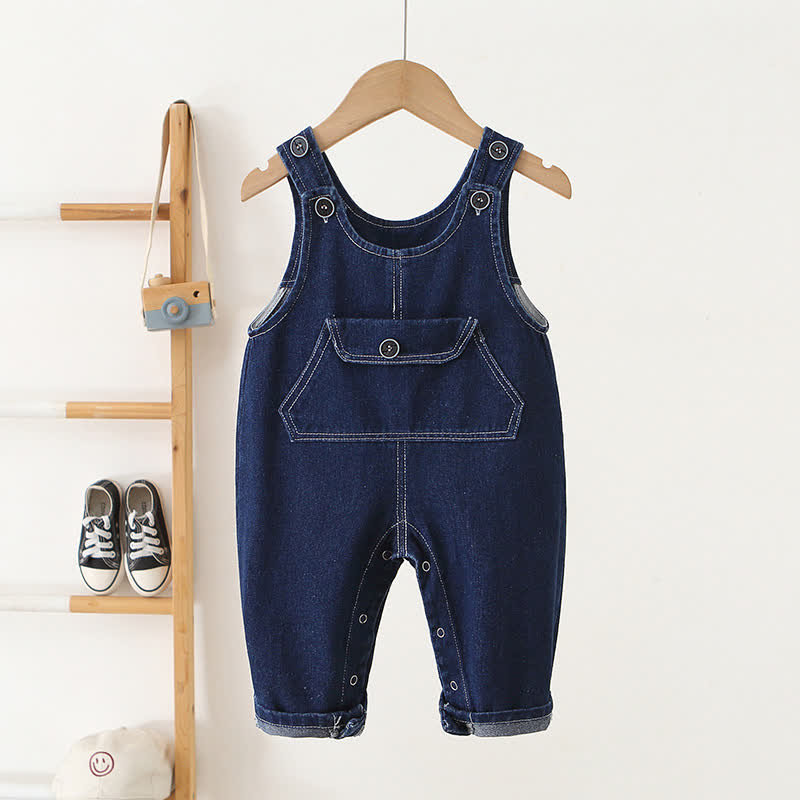 Baby Toddler Vintage Indigo Denim Pocket Overalls - Navy - 3-4T - image 1