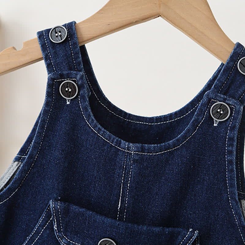Baby Toddler Vintage Indigo Denim Pocket Overalls - image 4