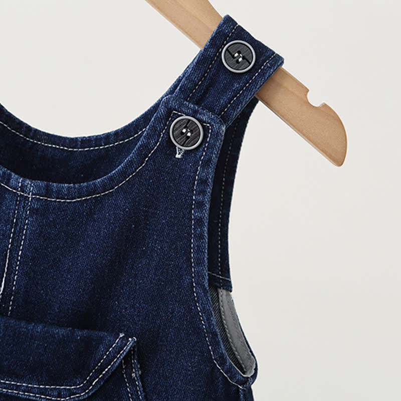 Baby Toddler Vintage Indigo Denim Pocket Overalls - image 5