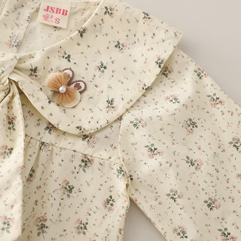 Toddler Girl Long Sleeve Floral Blouse and Denim Pants 2-piece Set - image 6