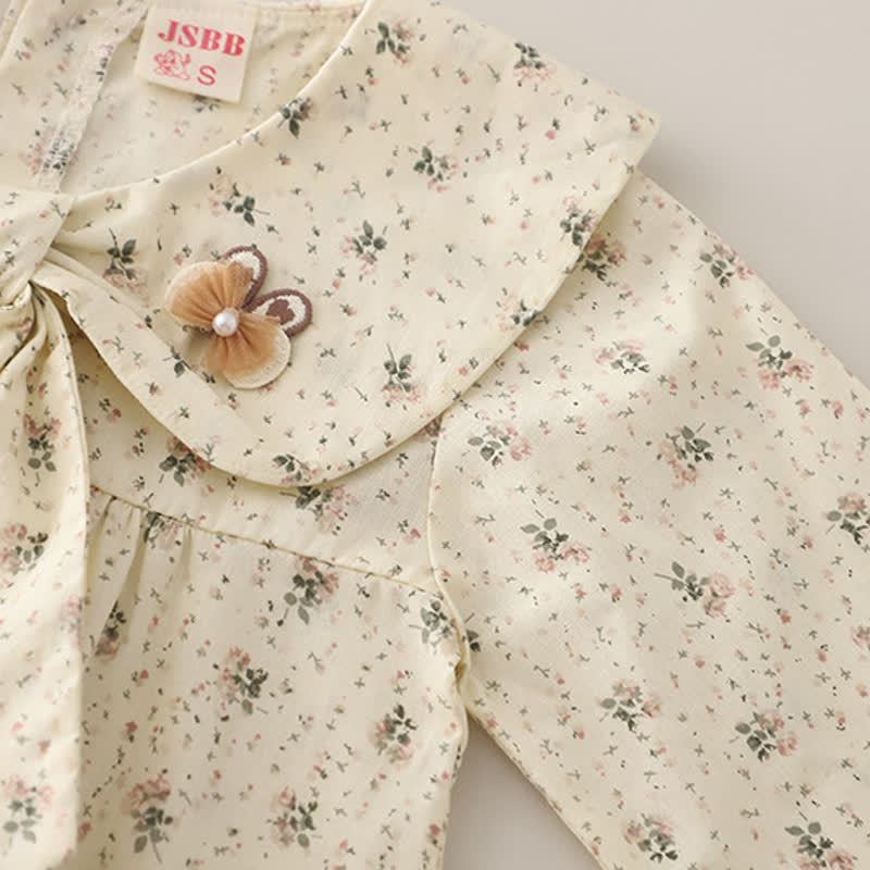Toddler Girl Long Sleeve Floral Blouse and Denim Pants 2-piece Set - image 6