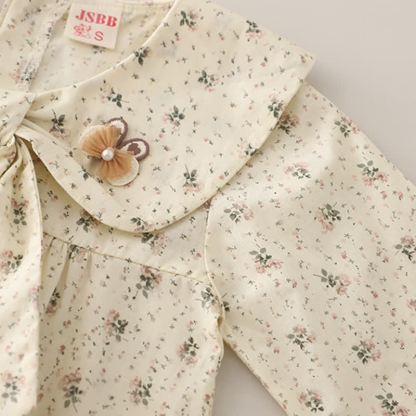 Toddler Girl Long Sleeve Floral Blouse and Denim Pants 2-piece Set - image 6