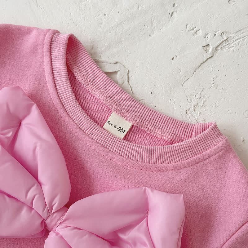 Baby Pink Bow Sweatshirt and Polka Dot Leggings Set - image 4