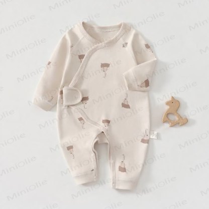 Baby Animal Print Romper - Beige Deer - 1-3M - image 2