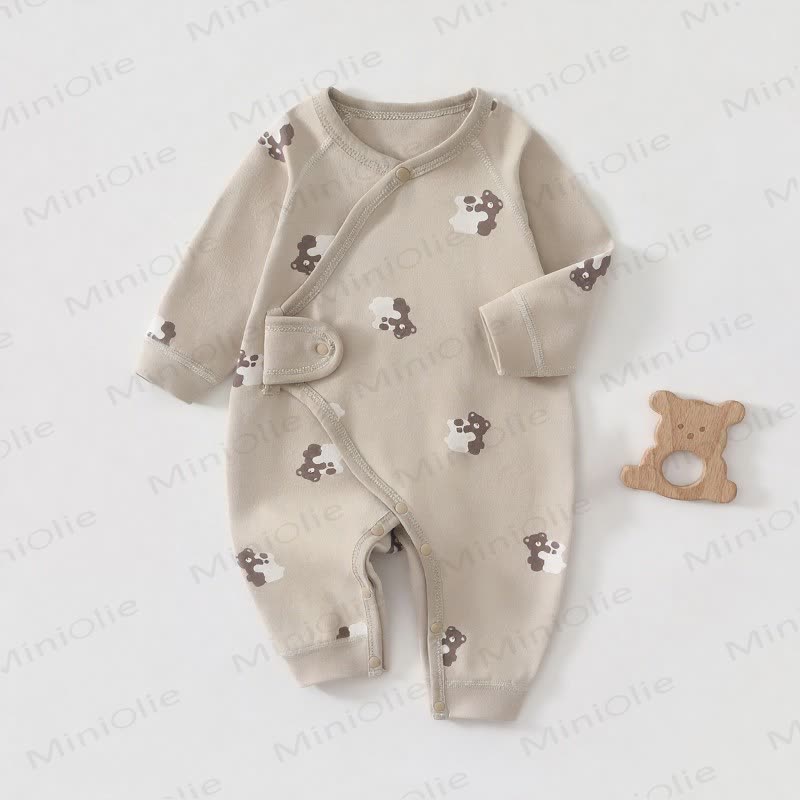 Baby Animal Print Romper - Brown Bear - 1-3M - image 3