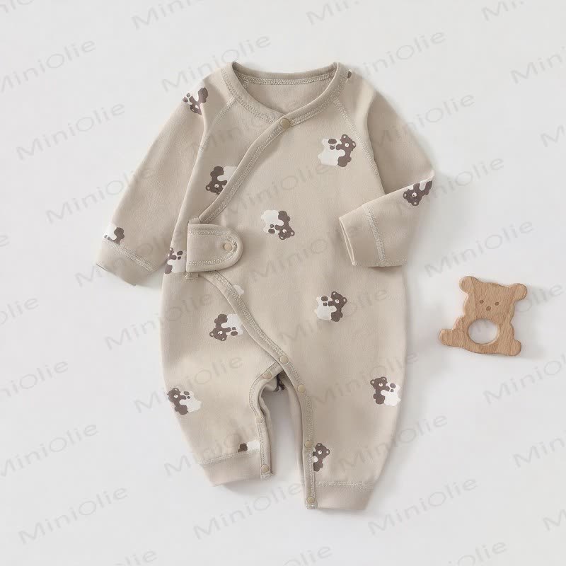 Baby Animal Print Romper - Brown Bear - 1-3M - image 3