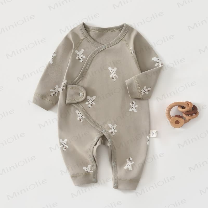 Baby Animal Print Romper - Green Deer - 1-3M - image 5