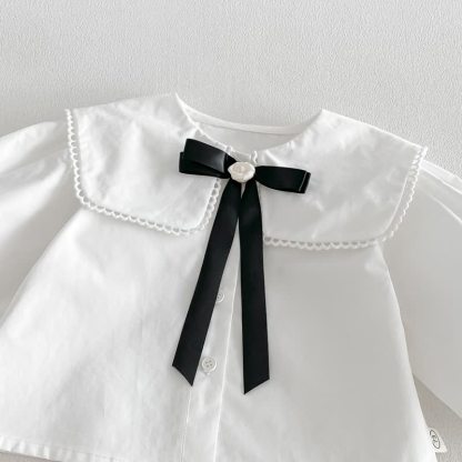 Toddler Baby Girl Solid Peter Pan Collar Bow Shirt & Bow Floral Sleeveless Dress - image 6