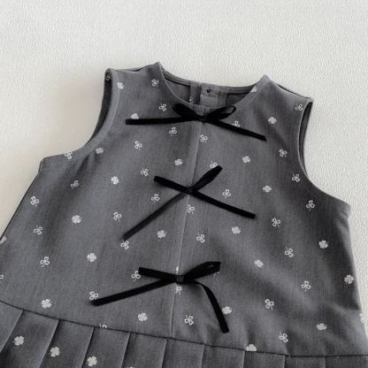 Toddler Baby Girl Solid Peter Pan Collar Bow Shirt & Bow Floral Sleeveless Dress - image 11