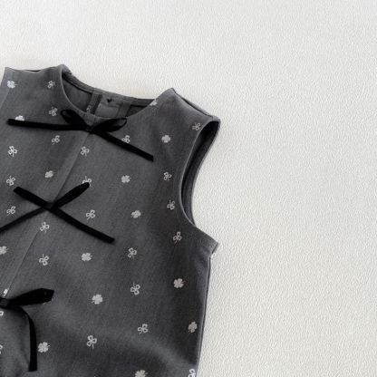 Toddler Baby Girl Solid Peter Pan Collar Bow Shirt & Bow Floral Sleeveless Dress - image 12