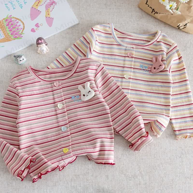 Toddler Girl Stripe Bunny Knit Shirt - image 1