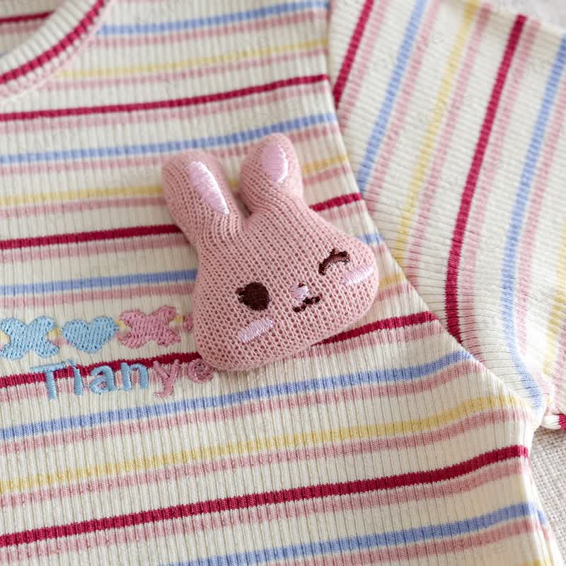 Toddler Girl Stripe Bunny Knit Shirt - image 6