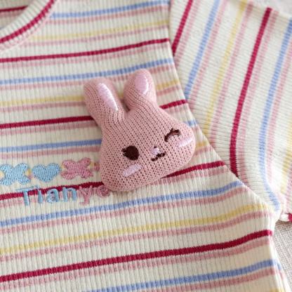 Toddler Girl Stripe Bunny Knit Shirt - image 6