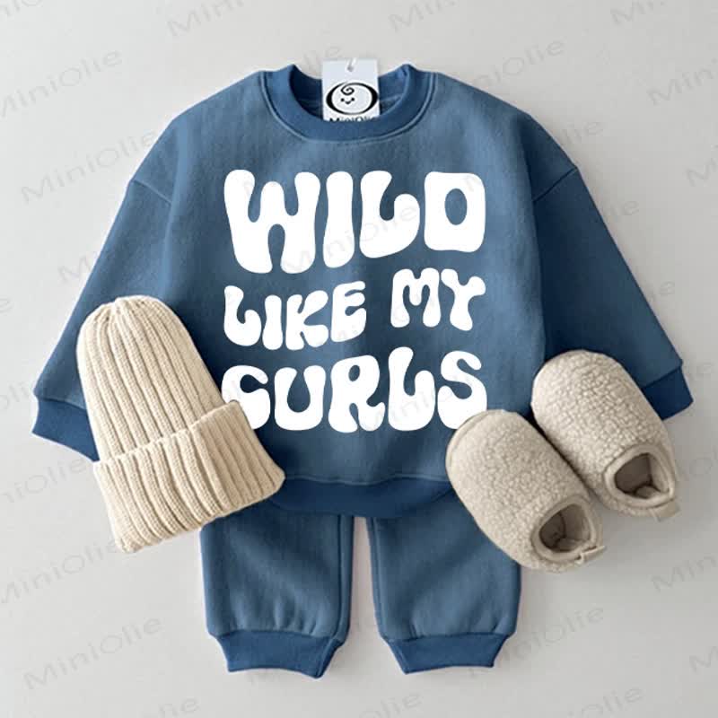 WILD LIKE MY CURLS Baby Sweatshirt 2-piece Blue Set - Blue - 2-3T - image 1