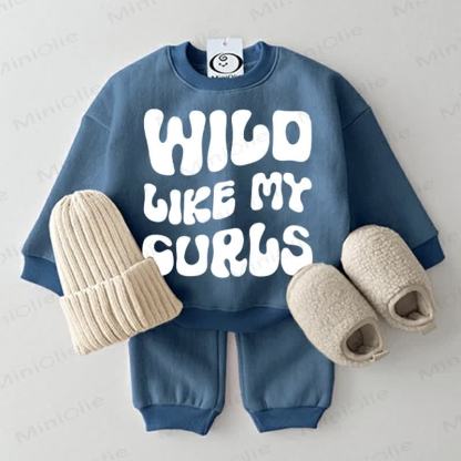 WILD LIKE MY CURLS Baby Sweatshirt 2-piece Blue Set - Blue - 2-3T - image 1