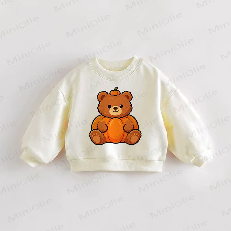 Baby Toddler Pumpkin Bear Cream Sweatshirt - Cream - 3-5T - image 1