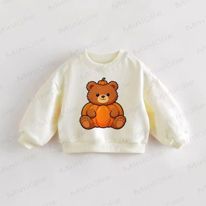 Baby Toddler Pumpkin Bear Cream Sweatshirt - Cream - 3-5T - image 1