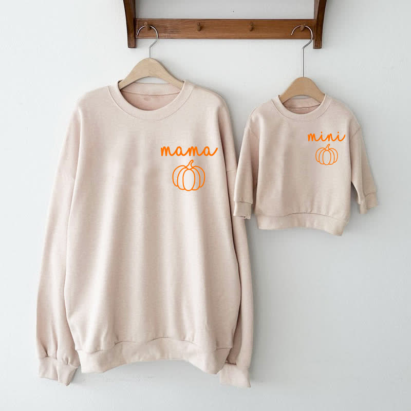 MAMA/MINI Mommy and Me Pumpkin Beige Sweatshirt - image 1