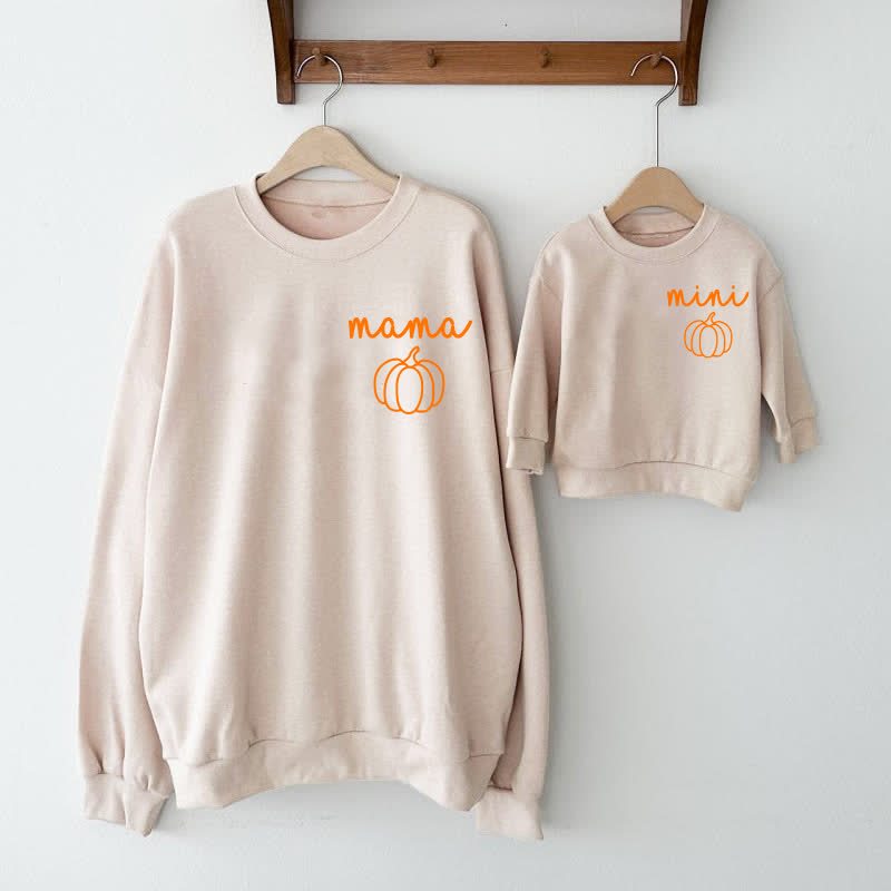 MAMA/MINI Mommy and Me Pumpkin Beige Sweatshirt - image 1
